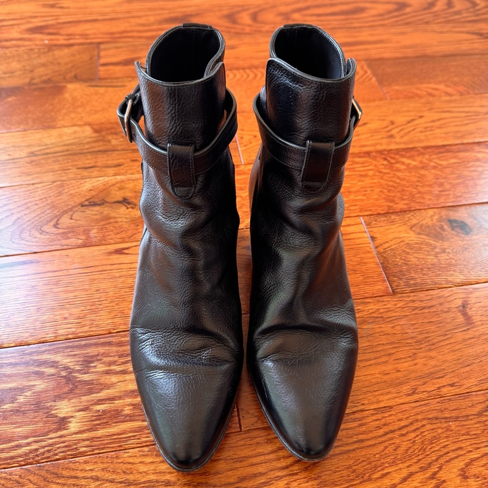 Saint Laurent Black Wyatt Jodhpur Leather Ankle Boots